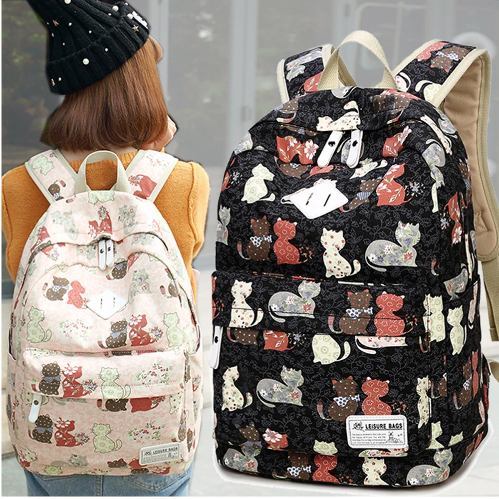 Backpack Girl Junior School Student School bag Wemen Korean Style Simple Canvas Backpack Preppy Style BF