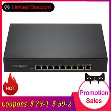 1+ 8 портов 100 Мбит/с PoE выключатель инъектор питания по Ethernet IEEE 802.3af для камер AP VoIP Встроенный адаптер питания