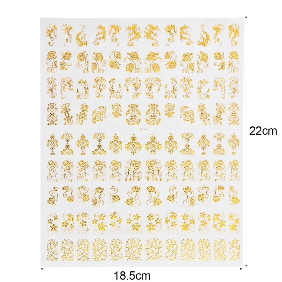 Полная красота 1 шт золотые рельефные 3D наклейки для ногтей металлические Смешанные Цветочные узоры для ногтей художественные талисманы клейкие Наклейки для декора CHAD101/102