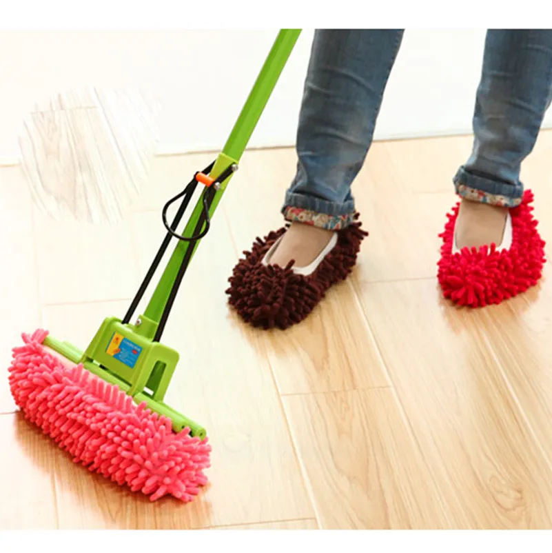 1pcs Bathroom Floor Shoes Covers Top Fashion Special Offer Polyester Solid Dust Cleaner Cleaning Mop Slipper Cleaner Shoe