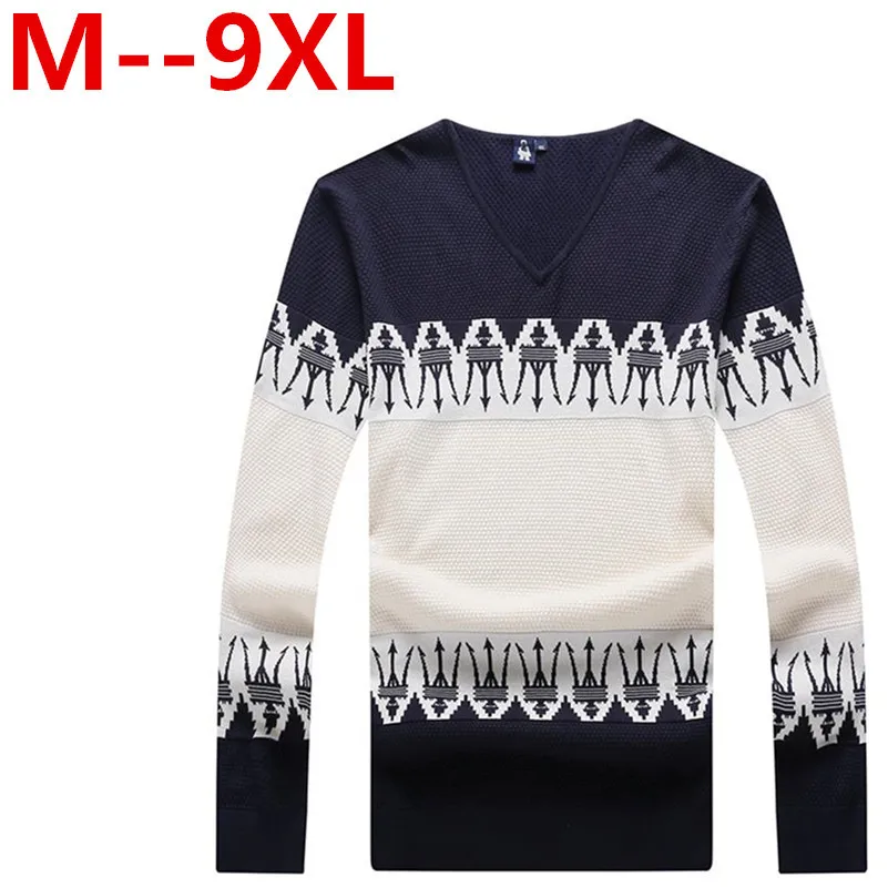 9XL 8XL 7XL 6XL Korean version New Fashion Winter Pullover Men V-Neck Knitted Sweater Trend High-quality And | Мужская одежда