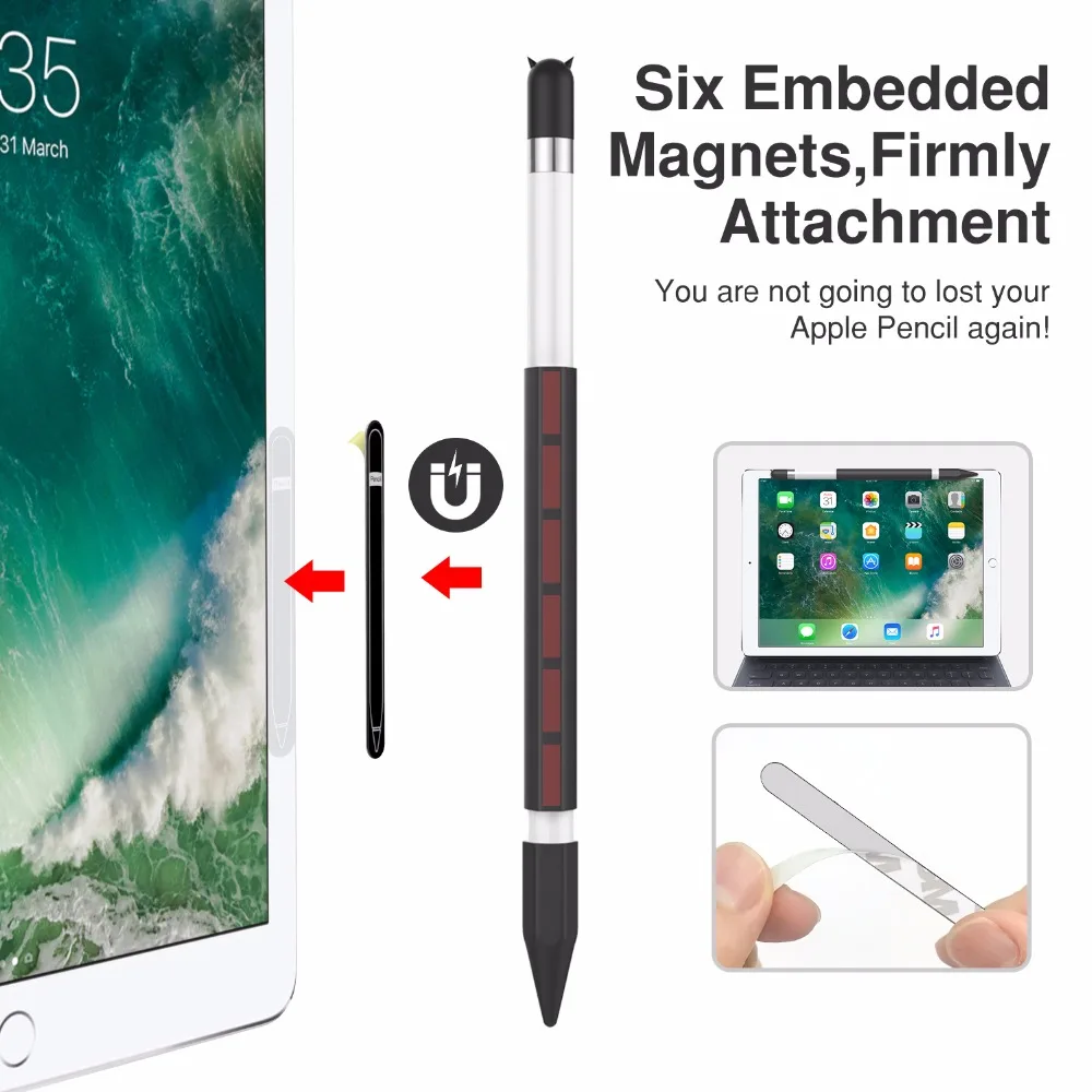 Чехол-держатель для карандашей Apple, магнитный силиконовый держатель для карандашей, чехол с крышкой для карандашей iPad9.7 Pro