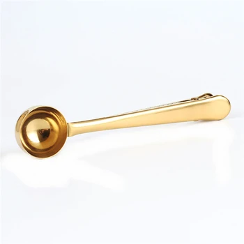 

1 pcs Coffee Measuring Scoop With Bag Clip Sealing Tea Measuring Spoon Kitchen Tool Multifunctional Stainless Steel JJ25