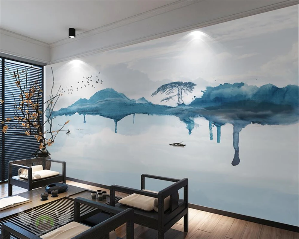 

Beibehang Custom Wallpaper Home Decorative Mural Modern Simple Abstract Ink Landscape Wall Decorative Mural 3d wallpaper photo