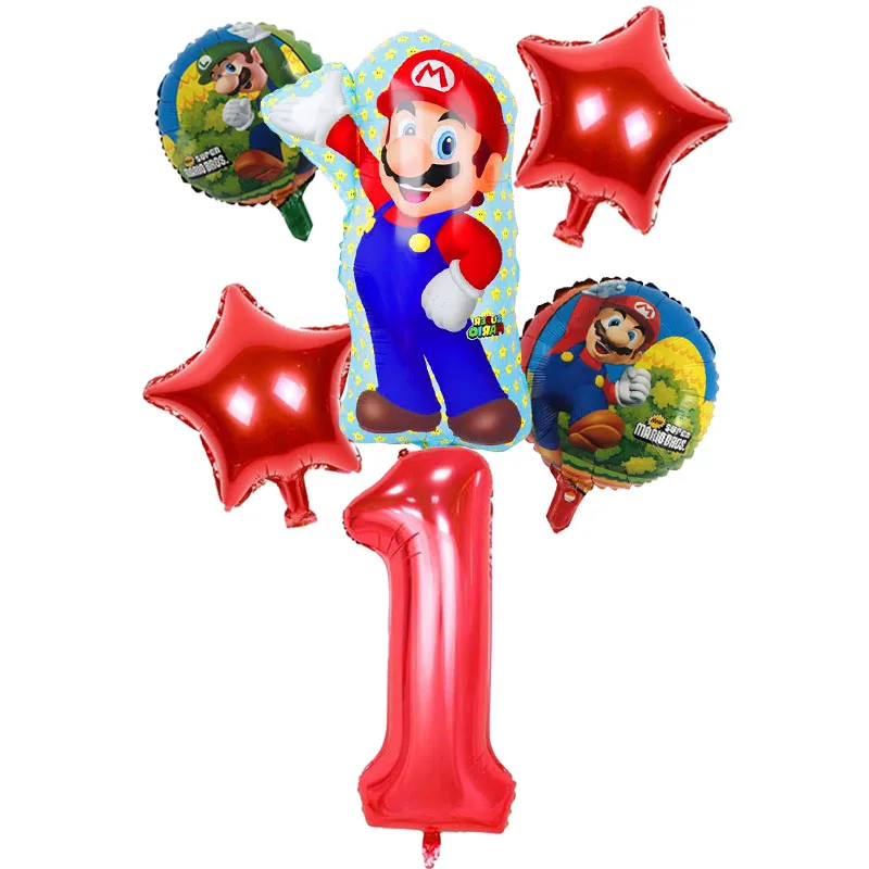 Супер Марио тематическая чашка счастливый день рождения, детский душ вечерние украшения салфетки набор посуды тарелки чашки события Посуда Стекло 10 шт./лот - Цвет: 40inch number 6pcs