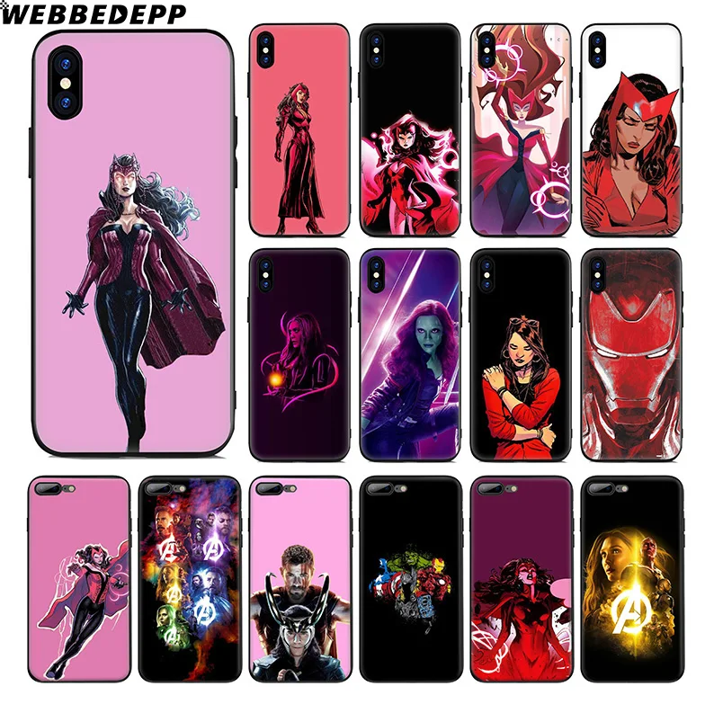 

WEBBEDEPP Scarlet Witch Marvel Soft Silicone Case for Apple iPhone 11 Pro Xr Xs Max X or 10 8 7 6 6S Plus 5 5S SE TPU