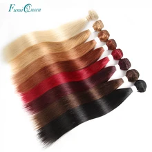 Ali Fumi Queen Brazilian Remy Hair Straight Blonde Hair Weave Bundles 3/4Pcs Pre-colored 613#/1B#/4#/BURG#/99J#/30#/33#/27