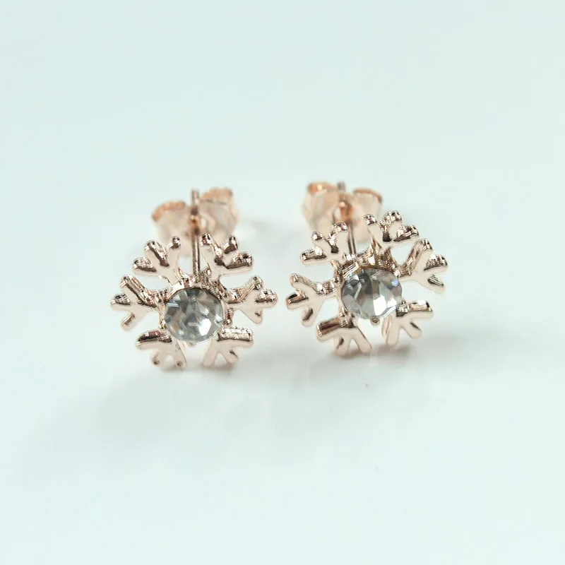 ISINYEE Fashion Crystal Snowflake Stud Earrings For Women Girls Elegant Vintage Silver Gold Minimalist Earring Party Jewelry | Украшения и