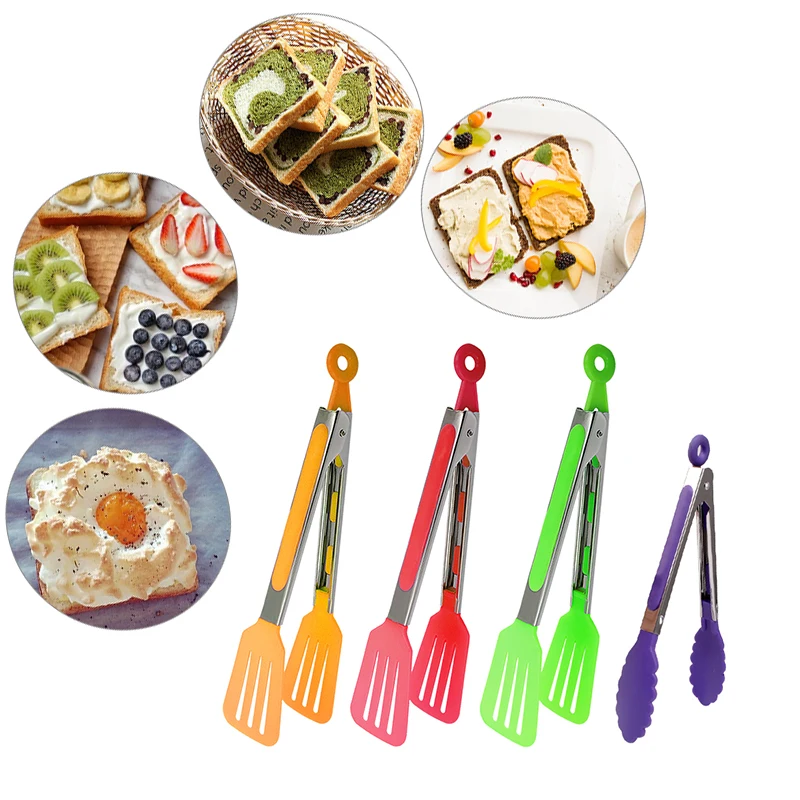 

Carrywon Nylon Non-Stick Kitchen Tongs Stainless Steel Barbecue Tongs Pizza Bread Steak BBQ Tong Clip Kitchen Accessories