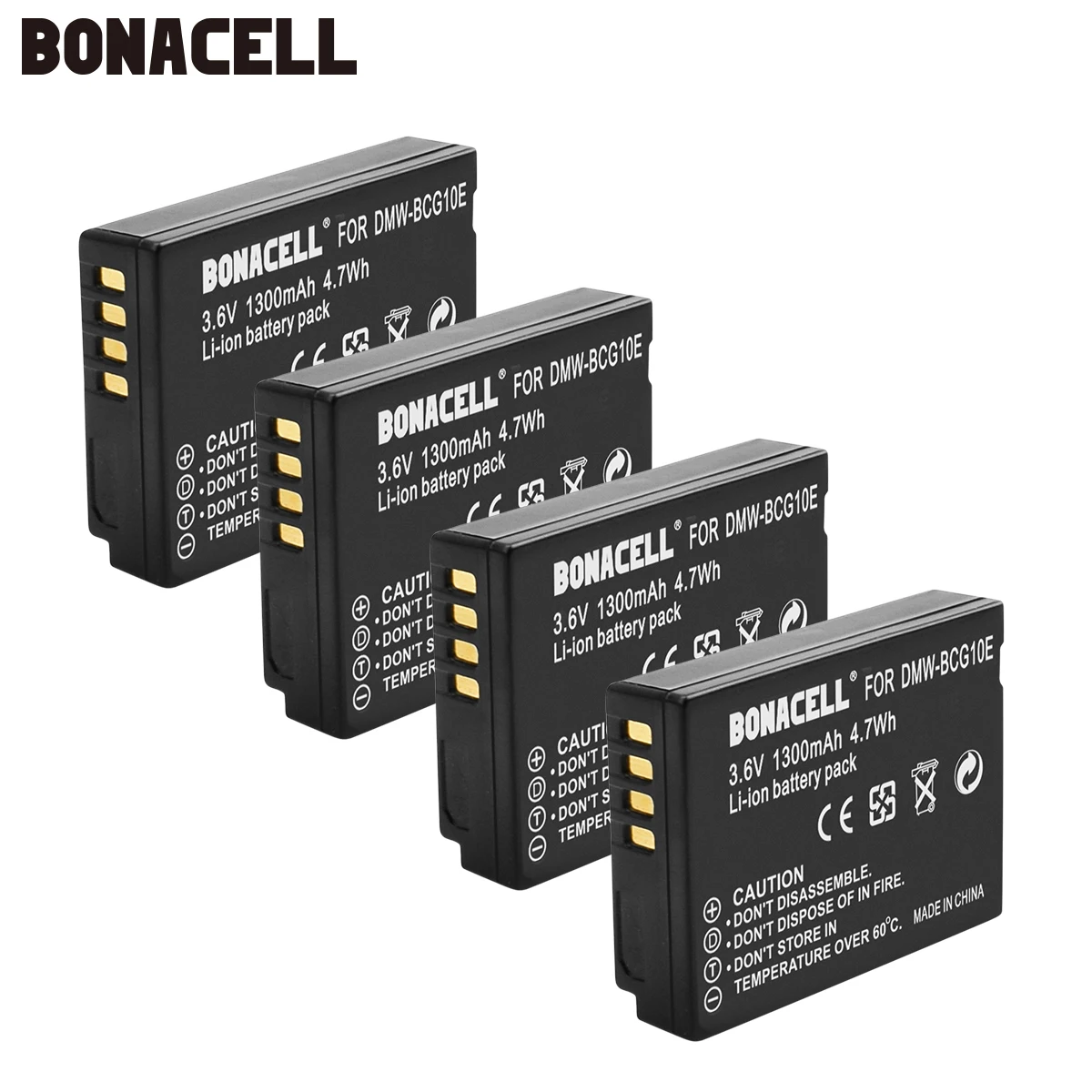 Bonacell 1300 мА/ч, DMW-BCG10 ДМВ BCG10 BCG10E Камера Батарея для цифрового фотоаппарата Panasonic Lumix DMC-3D1 DMC-TZ7 DMC-TZ8 DMC-TZ10 DMC-TZ18 L50 - Цвет: 4 Pack Battery