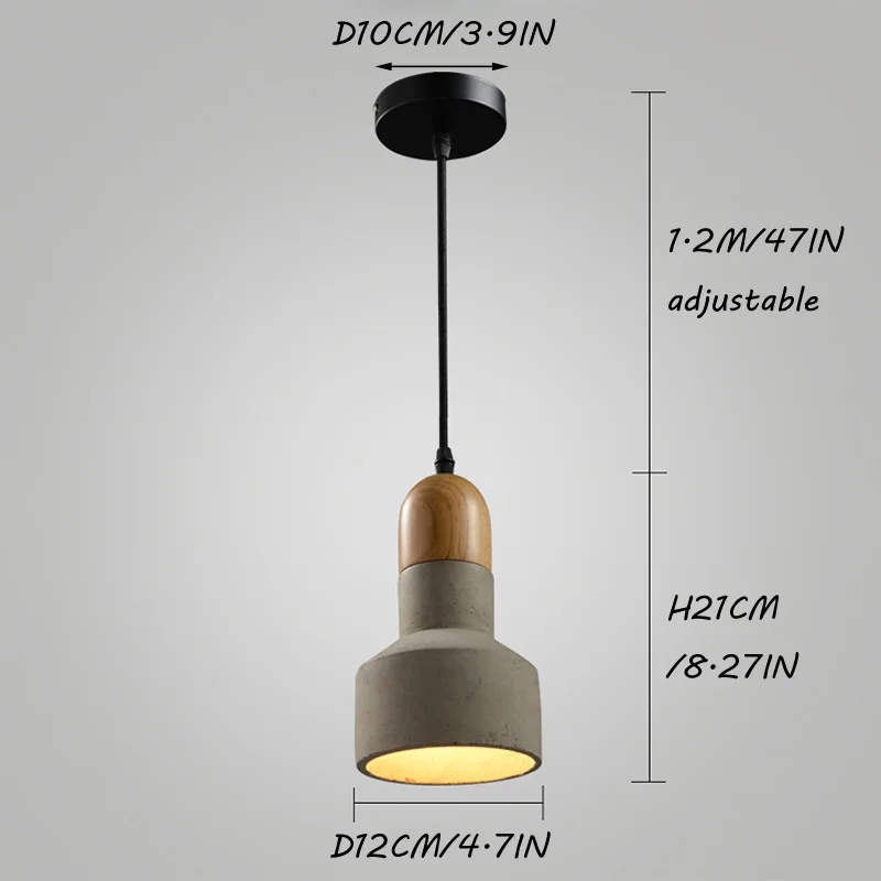 Personality Cement Pendant Light Solid Wood Contemporary Hanging Pendant Lamp Colorful Concret Green Blue Creative Home Lights  (11)