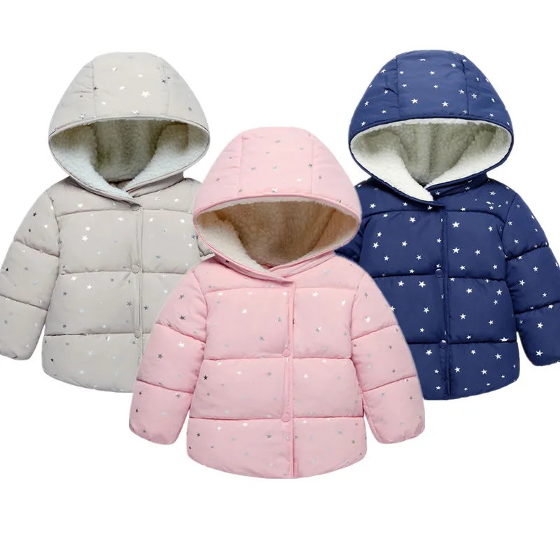 Детская куртка для маленьких девочек 1-5 лет; пальто; куртки в горошек с капюшоном для детей; Верхняя одежда; милая одежда; зимняя теплая одежда для маленьких девочек