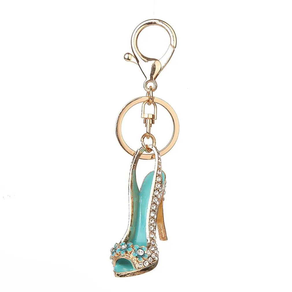 Cute High-heeled Shoes Keychain Rhinestone Zinc Alloy Key Chain Pendant Metal Accessory Hanging Ornaments Fashion Llavero