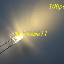 100 шт. 3 мм ультра-яркий flangeless теплый белый светодиод 3 мм прозрачный, белых светодиодов 3 мм теплый белый свет светодиодов
