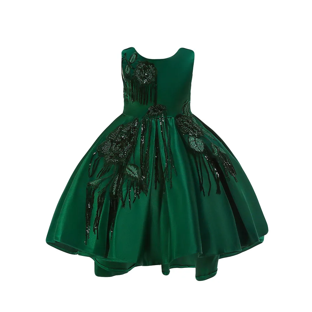 

Teenage Girl Clothes Summer Fringed Sequin Dress For Wedding Party Kids Clothes Children's Princess Costume Clothing Fashion