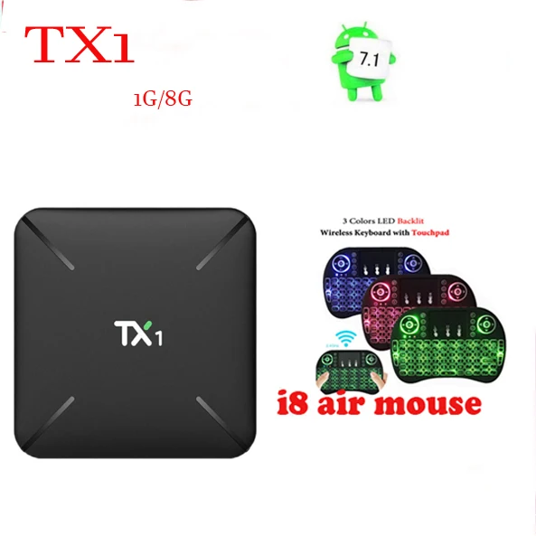 TX1 Allwinner H3 ТВ Box Android OS 7,1 Smart ТВ Box 1 GB 8 GB 4 ядра 2,4 GHz + 100 Мбит Поддержка H.265 телеприставки 1 GB 8 GB X96mini