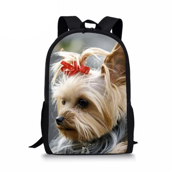 

Cute Yorkshire Terrier Pattern Women Large Backpack 3D Animals Cute Dog Print Children Shoulder Bags Set Moshilas Schoolbags