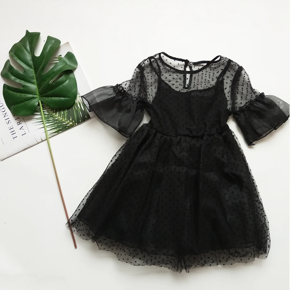 Welaken/ г.; платья принцессы для маленьких девочек; летняя одежда; Детские платья в горошек для девочек; модное Сетчатое платье для маленьких детей