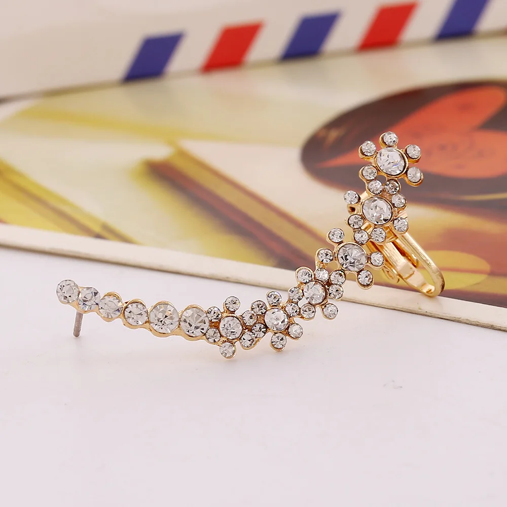 

2015 New Fashion Earrings In One Ear Punk Style Rhinestone Exaggerate Party Clip Earrings Ear Cuff Wholesale