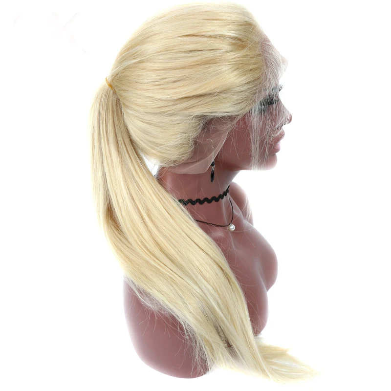 Fabwigs 150% плотность предварительно выщипанные#613 блонд полностью кружевные человеческие волосы парики с детскими волосами бразильские Remy человеческие волосы парики для женщин
