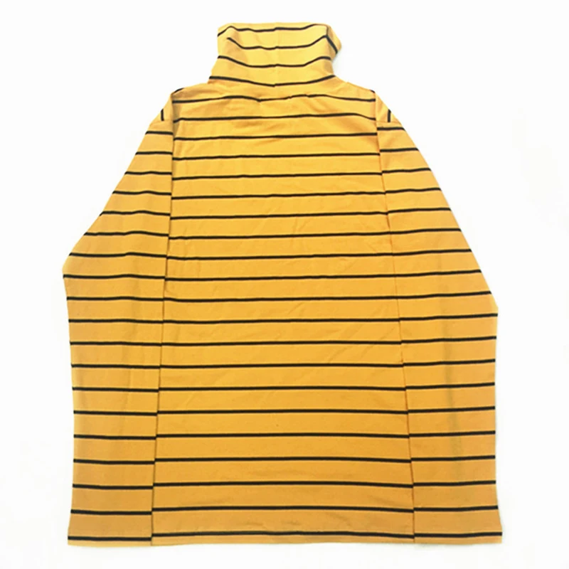 KPOP Корейская Мода Желтая полосатая футболка с длинным рукавом Водолазка GD Вышивка буквы полосатый узор мужские футболки с длинным рукавом