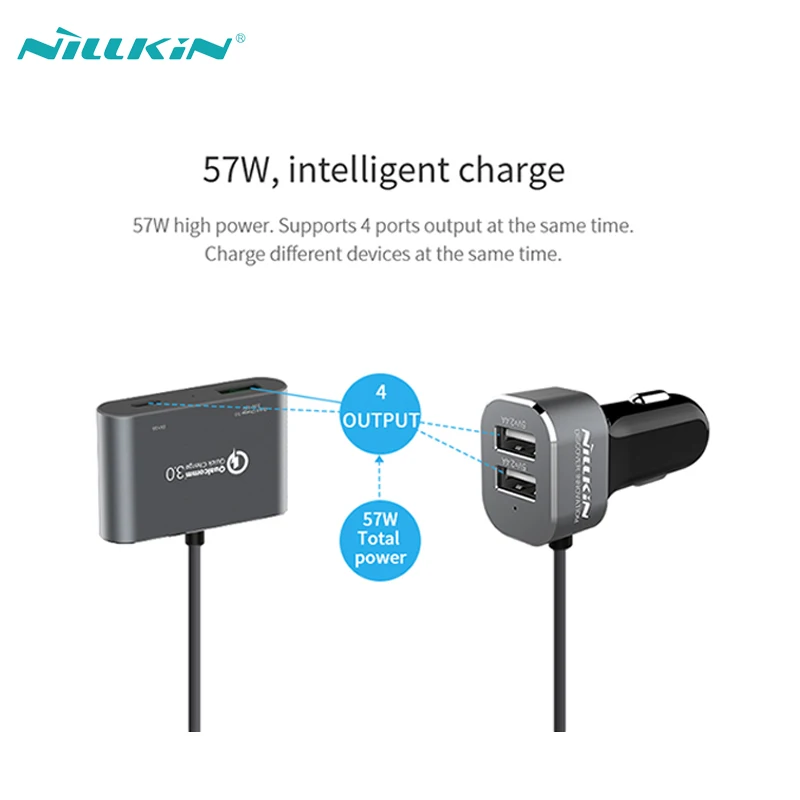 Устройство для быстрой зарядки Nillkin 4 порта два внешних разъема Micro USB Type C 3 0