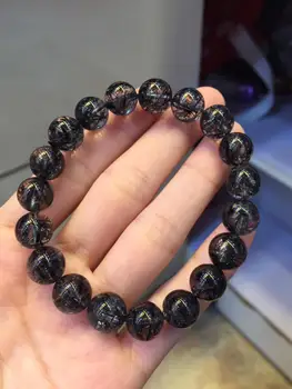 

Natural Black Rutilated Tourmaline Quartz Crystal Brazil Woman Man 11mm Clear Round Beads Wealthy Bracelet Certificate AAAAA