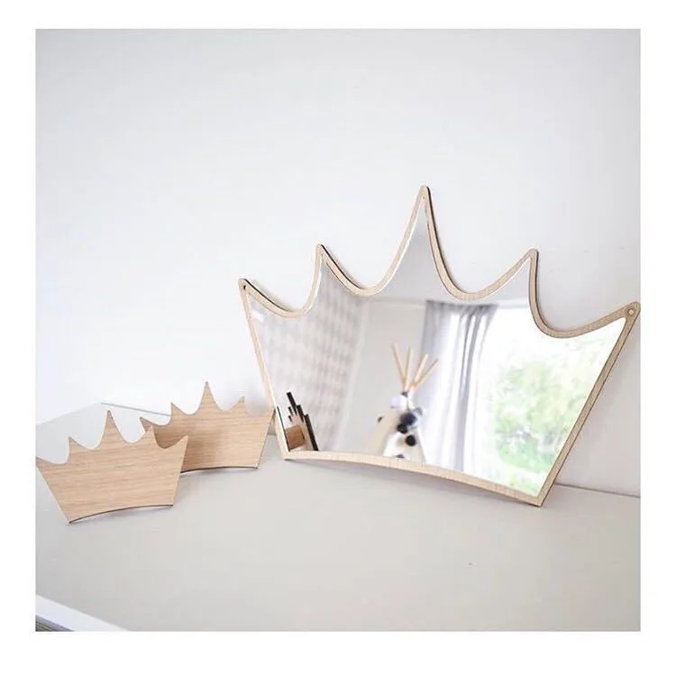 Креативное украшение для детской комнаты, креативное деревянное акриловое зеркало, милое подвесное украшение для детской комнаты, настенная подвеска с рисунком, домашний декор