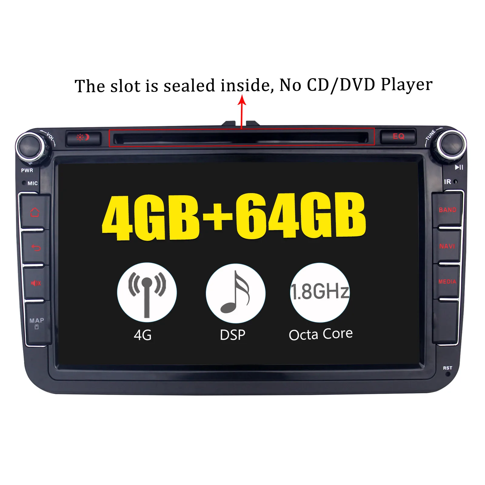 Best JOYING 2 din car radio player 8" GPS Navigator 4GB+64GB Android 8.1 Support 3G/4G for VW/SKODA/SEAT/Volkswagen Split Screen DSP 3