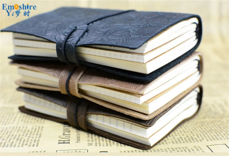 Emoshire Tied the rope travel Notepad custom handmade leather leather notebook retro European-style diary gift (4)