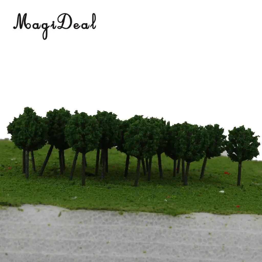 50Pcs 1/300 Scale 4cm Dark Green Model Trees Z Scale Train Street Park Countryside Model Building Scenery Landscape 4Colors