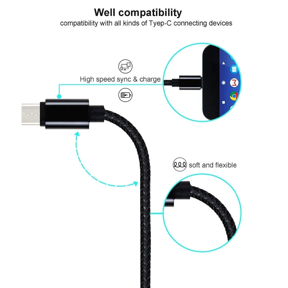 3 в 1 USB кабель для iPhone X 8 7 6 зарядный Micro Android Type c 2A быстрый мобильный