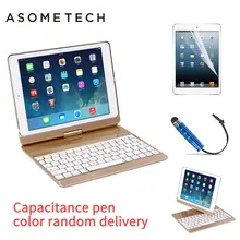 For 2017 new iPad 9.7 Air 1/2 pro 9.7 360 Degree Rotation Wireless Bluetooth Keyboard Case 7 Color LED Backlit light stand Cover