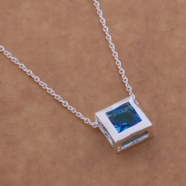 

AN582 Hot 925 sterling silver Necklace 925 silver fashion jewelry pendant book inlaid blue stone /gyiapppa bcuajuba