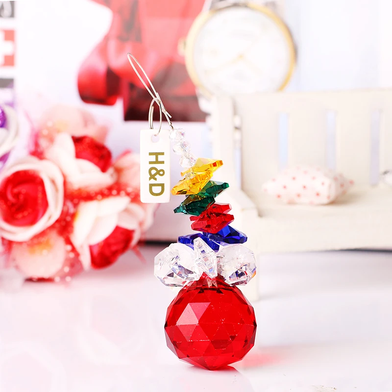 30 мм красный стеклянный хрустальный шар, красочные Восьмиугольные подвески, аксессуары, хрустальные призмы, детали люстры, Свадебный декор