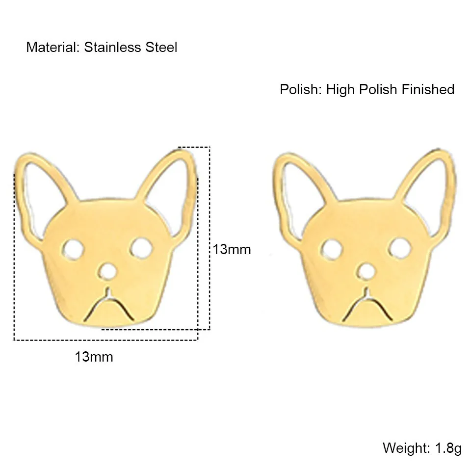 RIR модная домашняя французская шпилька в виде бульдога серьги простые животные Щенок ПЭТ ювелирные украшения для влюбленных подарки для женщин из нержавеющей стали