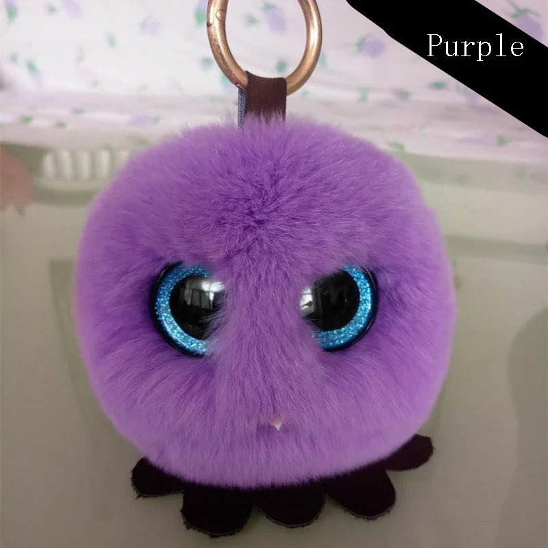 

Cute Fluffy chick Rabbit Fur Pom Pom Key Chain Ring Woman Real Rabbit Fur Owl Bag Charms Keychain Man Car Keyring Jewelry Gift