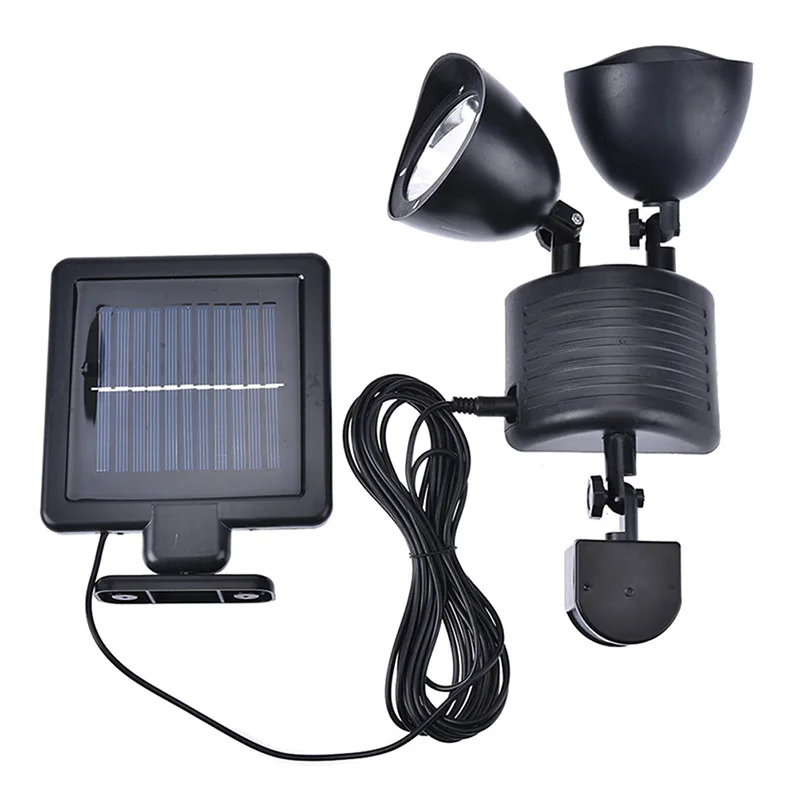 

Solar Lamp Spot Light Pathway Solar Powered Night Lights Dual Security Detector Lamp 12W PIR Double Head Human Body Sensor
