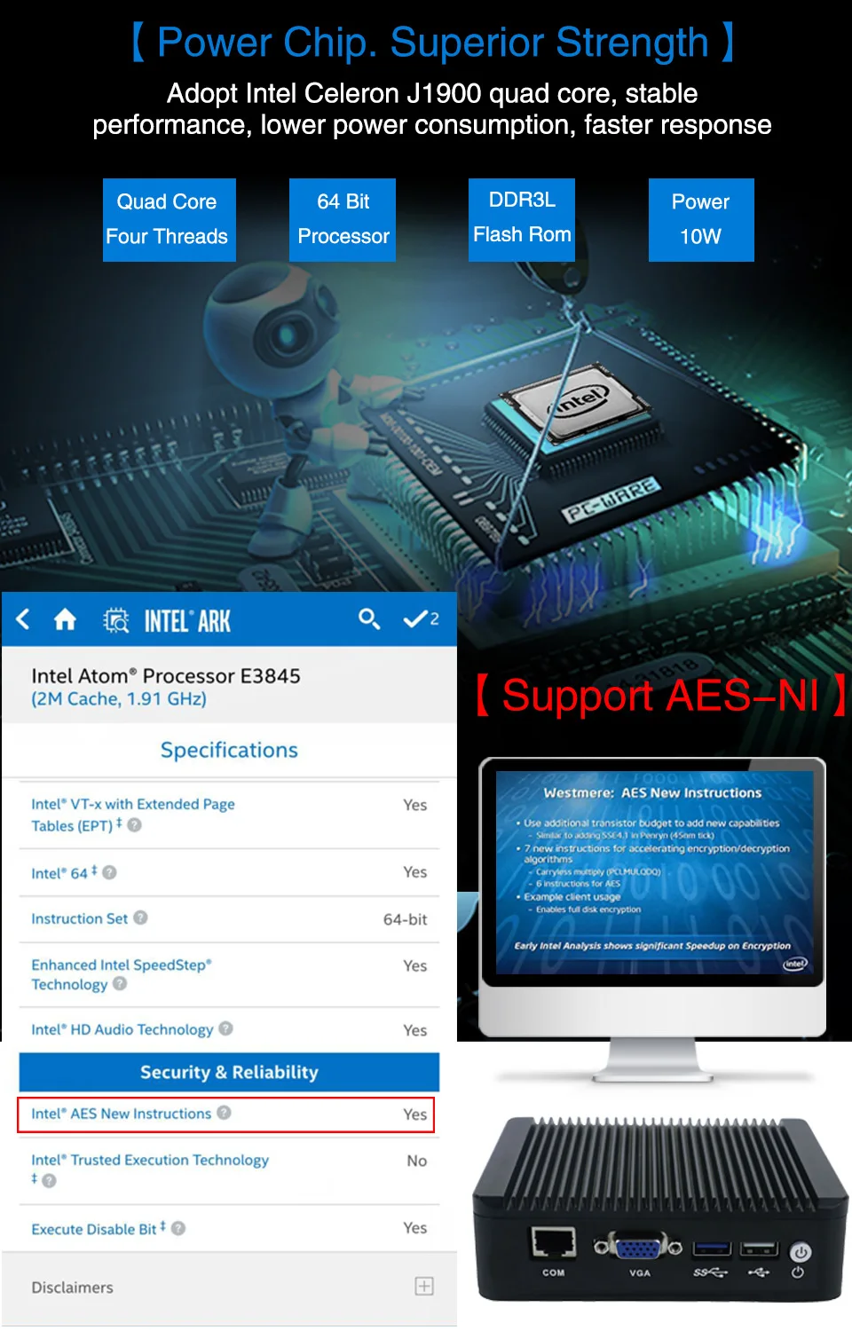 Причастником I1 4 Lan pfsense minipc Intel atom E3845 ядра брандмауэр Micro устройства поддержка AES-NI