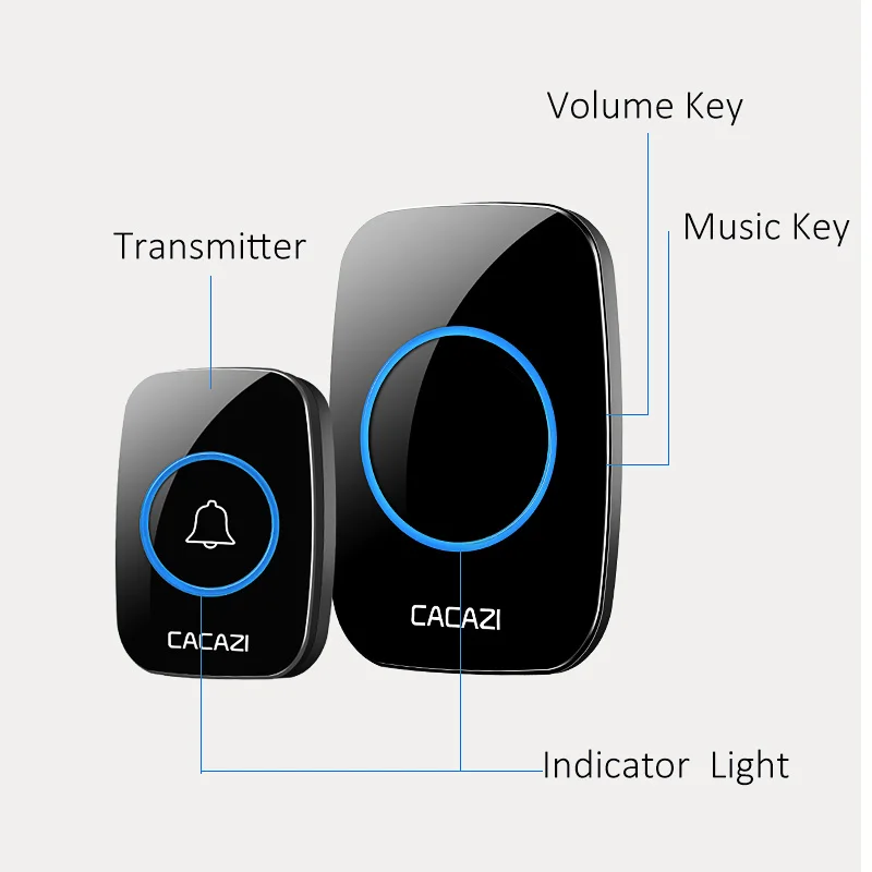 CACAZI водонепроницаемый беспроводной дверной звонок 300 м дистанционный звонок EU/UK/US/AU штекер умный дверной звонок 220 В 1V2 кнопки 1V2 приемники