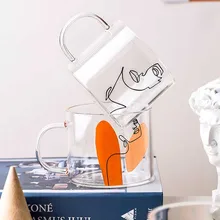 Дизайн стекла простой с ручкой горячей и холодной взрывозащищенной высокой боросиликатной воды чашки молока сока