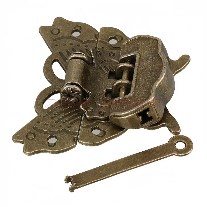 

1PCS Chinese antique locks + Latch Butterfly Buckle Clasp For Cabinet Jewelry Box 60*53mm/Antique box buckle