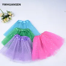 YWHUANSEN/летние юбки из тюля с блестками и звездами для маленьких девочек; Saia Tutu Menina; розовые карнавальные костюмы для детей