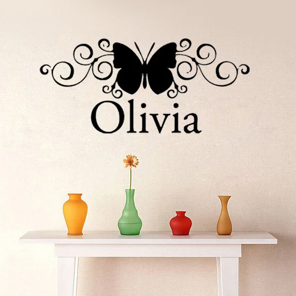 Custom Name Scroll Erfly Wall Stickers Nursery Decor Baby Custom Name Scroll Erfly Wall Stickers Nursery Decor Baby Bedroom Vinyl Decals Art Quote Lettering Home In From