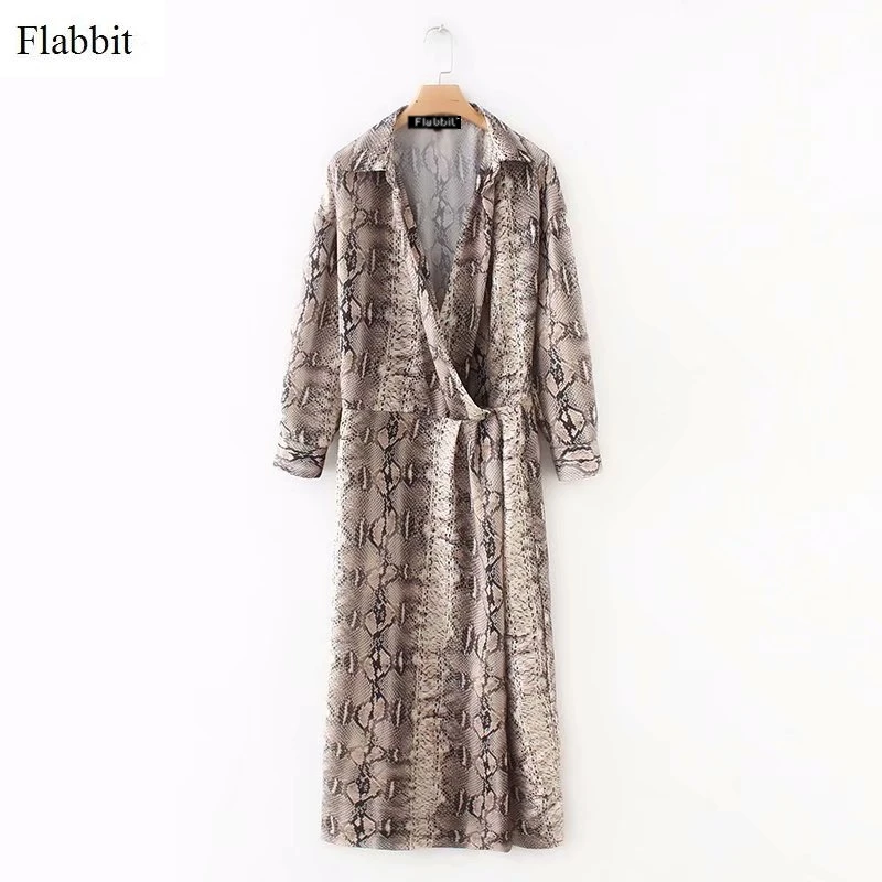 

Flabbit women vintage cross v neck serpentine pattern shirtwaister midi dress ladies chic vestidos casual slim party dress DS233