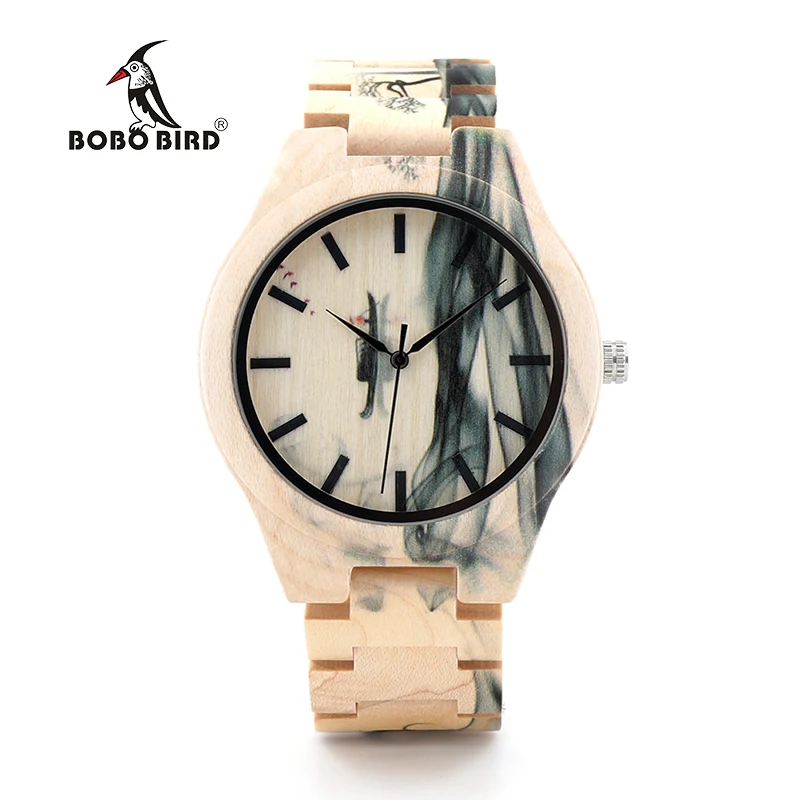 New Arrival BOBO BIRD Wooden Watch Men Luxury Handmade Japan Move' 2035 Wood Band Quartz Writ Watches Male Relogio C-O17