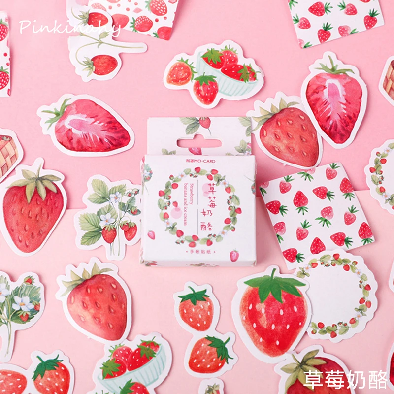 

45pc/box Lovely kawaii fruit strawberry decoration Journal sticker paper sticker diy handmade diary album scrapbooking sticker