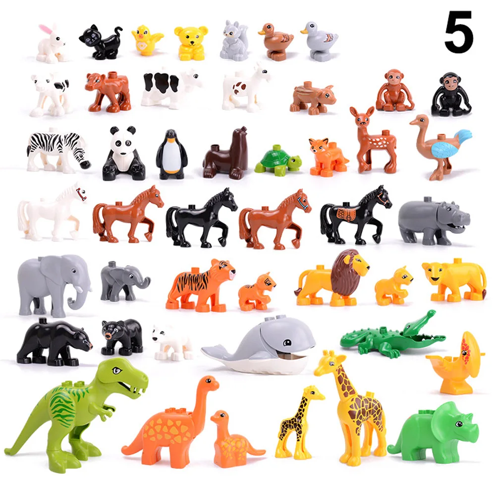 Детские модели животных, набор строительных блоков, совместимые игрушки-головоломки для раннего образования - Цвет: 5