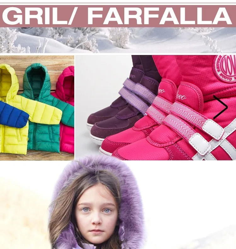 UOVO/ г.; Зимние непромокаемые ботинки для девочек; Лыжная ткань; теплые зимние ботинки; флисовая детская обувь для мальчиков и девочек; для мамы и дочки