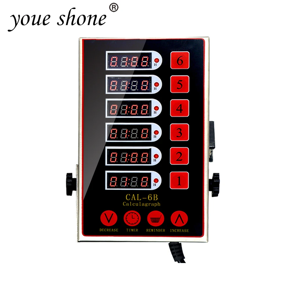 

Li Bai Reminder Kitchen Timer Commercial Digital Alarm Clock for Restaurant Cooking Loud Adjustable 6 Channels Clear LED Display